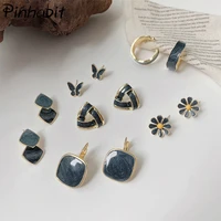 blue series squareirregular rings for women luxury butterfly earrings triangle flower party wedding earrings jewelry wholesale
