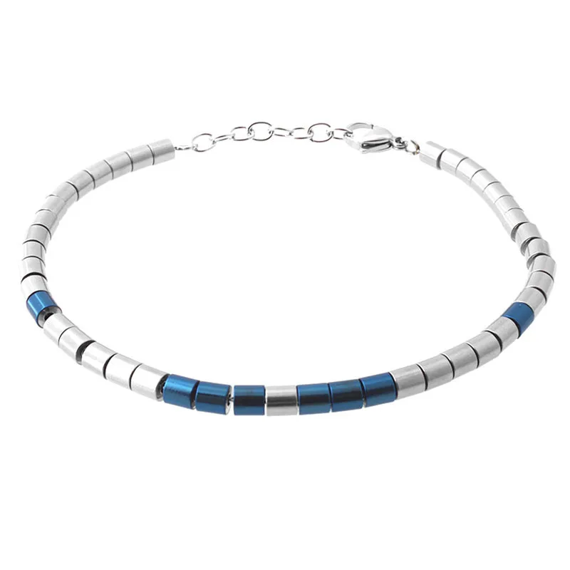

Men jewelry steel bead men bracelet stainless steel IP black adjustable fashion jewelry navy blue mini