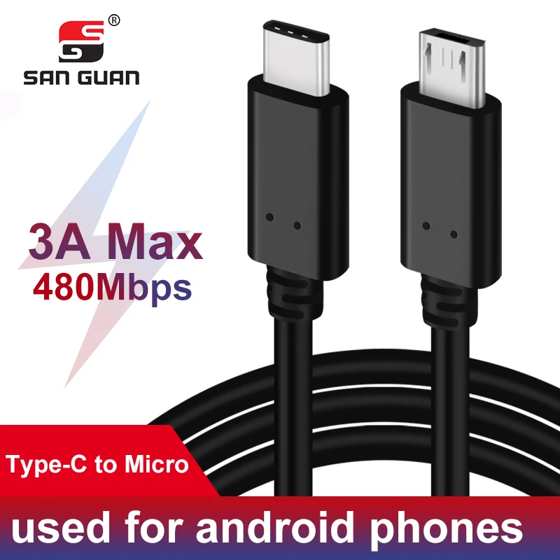 1 м USB micro to USBC зарядный кабель для передачи данных Micro 3A max Samsung Note 9 зарядка C к