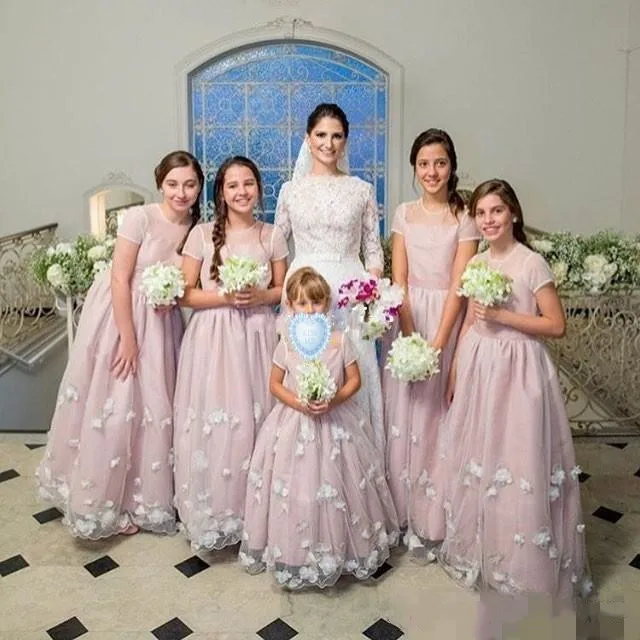 Милое платье с цветочным узором для девочек свадебное короткими рукавами и