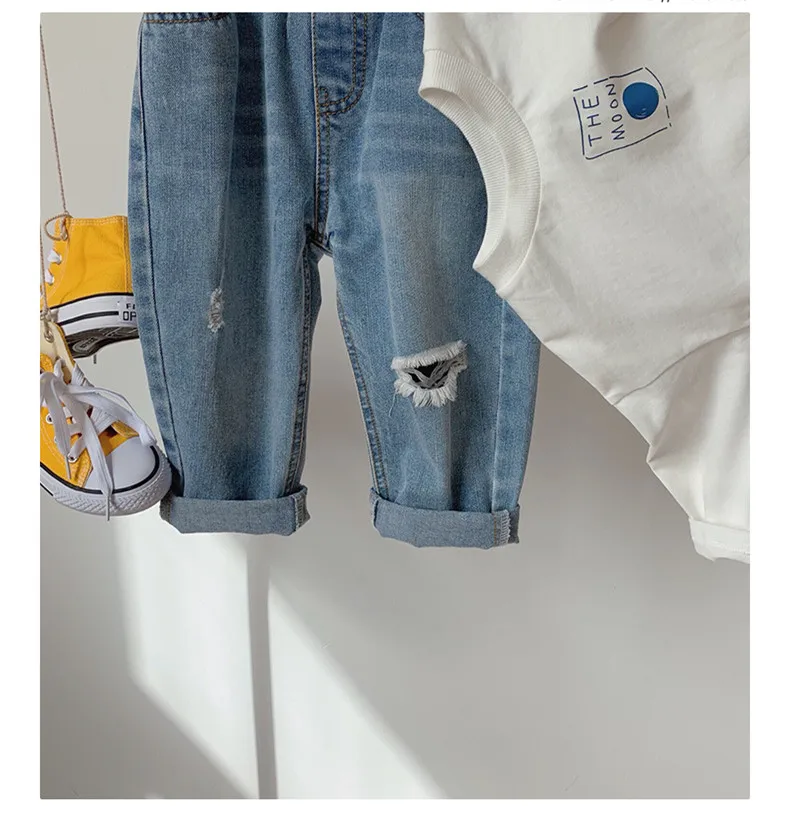 Детские рваные штаны в Корейском стиле для малышей Новинка 2020 года весенние