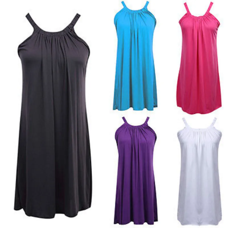 Женские вечерние мини-рубашки с лямкой на шее без рукавов каждый день Летний