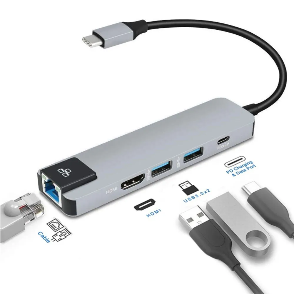 5 в 1 USB 3 0 концентратор C Мульти разветвитель HDMI порт адаптер док-станция для MacBook Pro