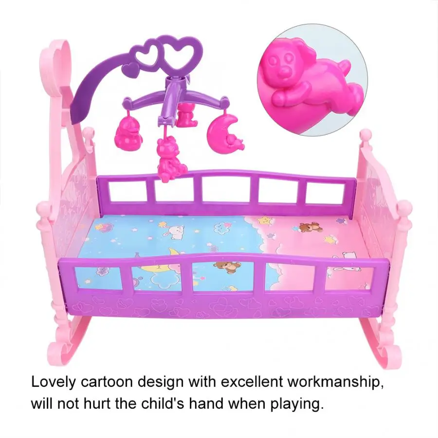 Имитация очаровательной пластиковой кровати аксессуары для кукольного домика