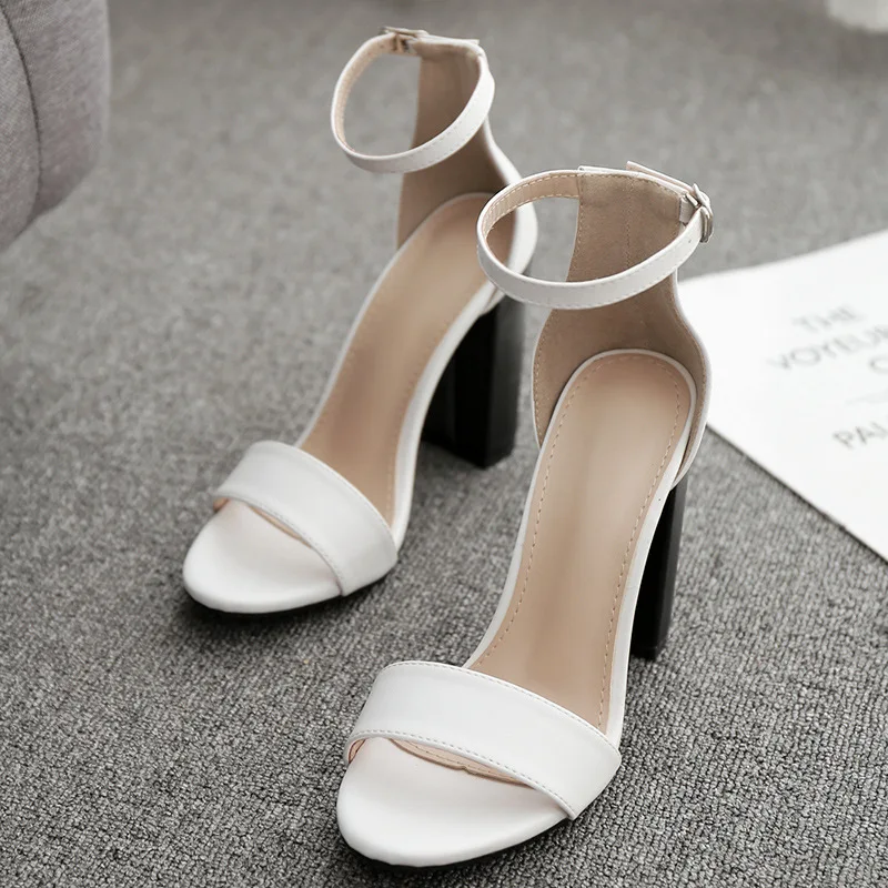 Туфли лодочки женские на высоком толстом каблуке пикантные Босоножки с открытым носком туфли Классическая