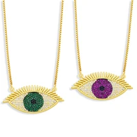 aaa colorful pave zircon turkish evil eye necklace copper gold plated clavicle chain eyes pendant choker gift jewelry for women