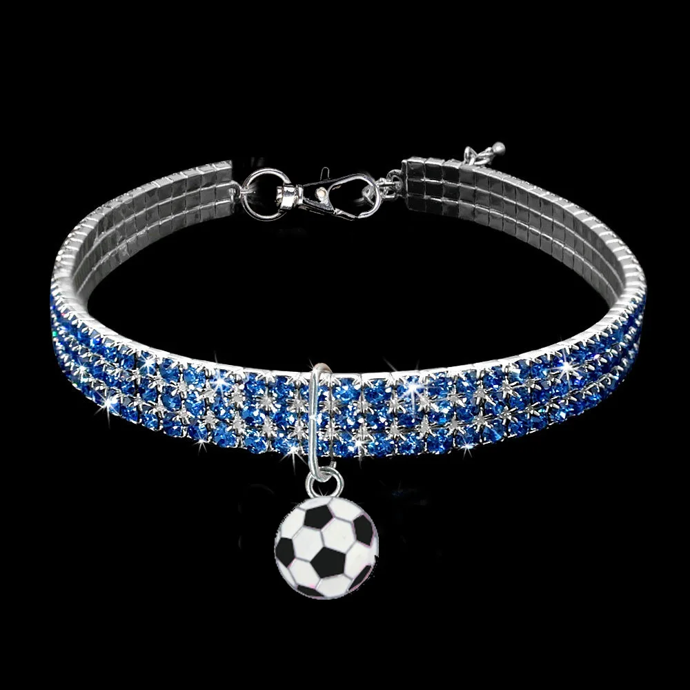 B Blue Ошейник для питомца сердце любовь ошейник для питомца собачка кошка подвеска блестящее яркое в форме сердца футбольное ожерелье с котенком подарок - Окраска металла: B Blue