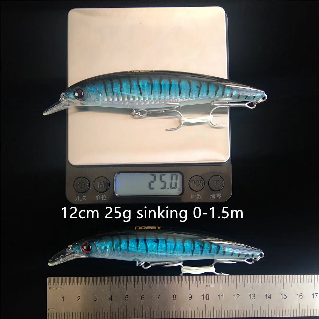 

Noeby 5pcs NBL9006 12cm 25g Crankbaits Saltwater/Freshwater Sinking 0-1.5m Wobblers Minnow Fishing Lure