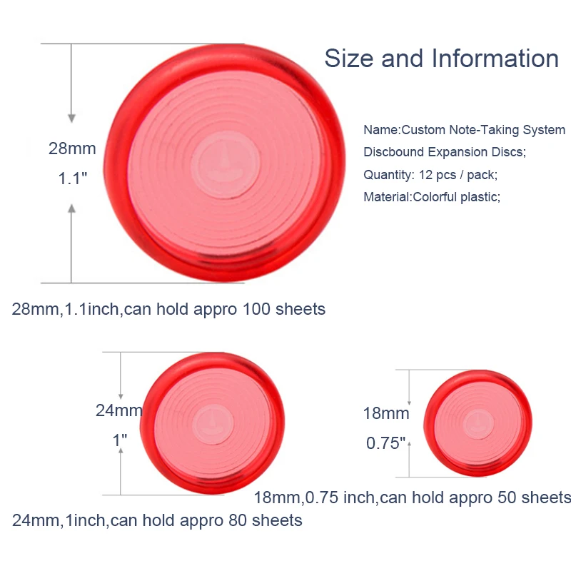 

Fromthenon 12 pcs/pack Color Plastic Discbound Expansion Discs Rings for Mushroom T Type Holes H Planner Binding Accessories