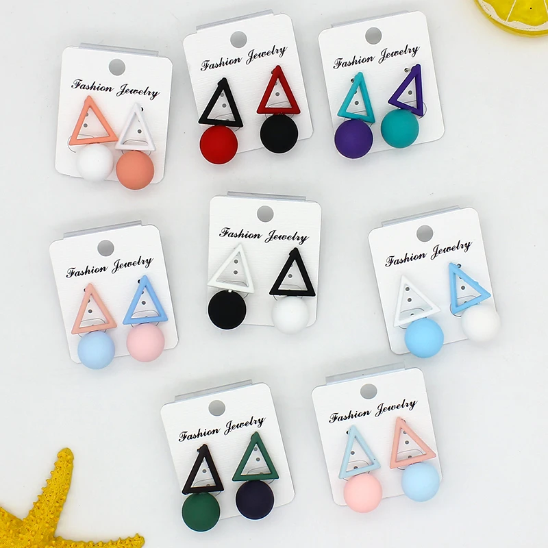 Модные треугольные серьги SUKI конфетных цветов с имитацией жемчуга для женщин 2019