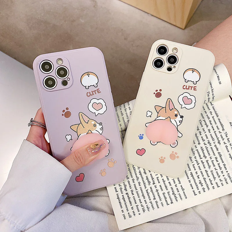 Милый мультяшный чехол для телефона с изображением корги собаки снятия стресса