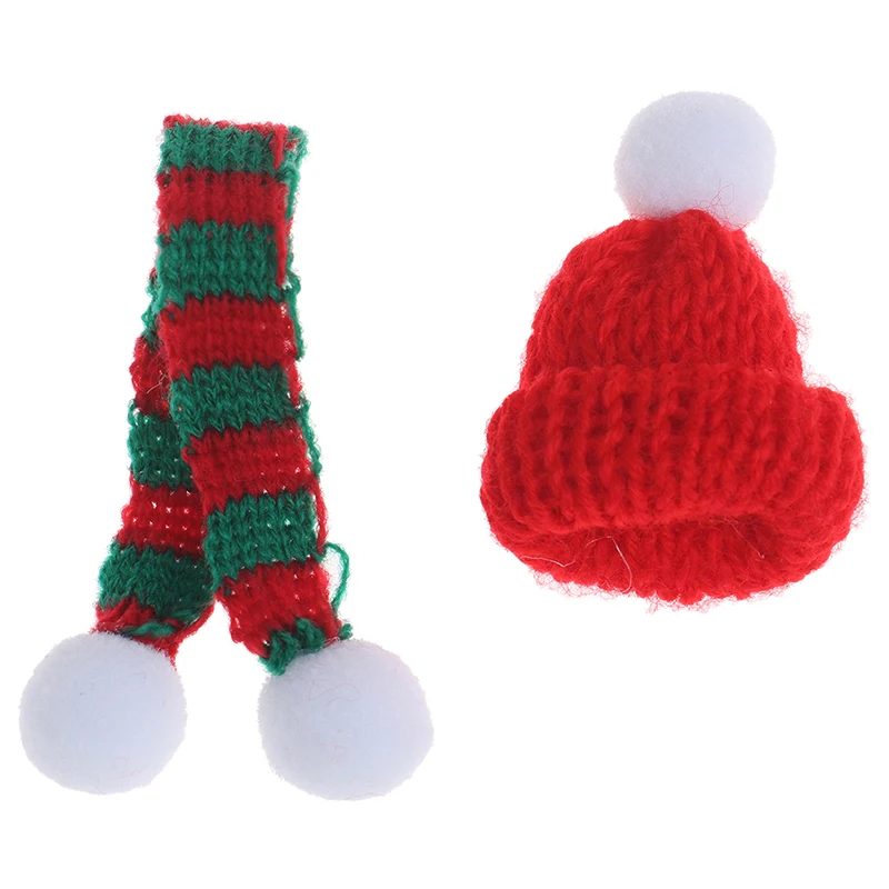 

1/6 1/12 Dollhouse Miniature Christmas Hat + Scarf Dollhouse Accessories Decor Best Xmas Gift for Baby Kids Girls