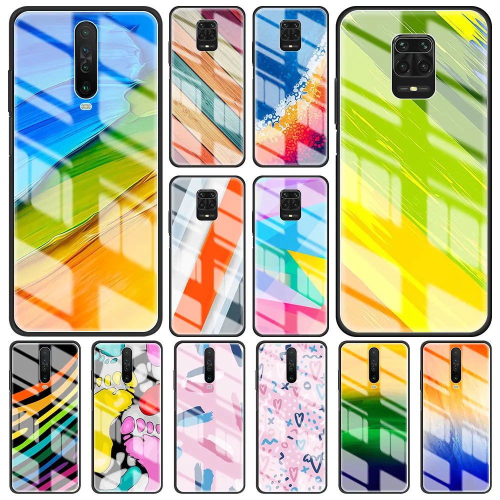 

Tempered Glass Phone Case for Xiaomi Redmi Note 9 9T 9C 9A 9S K30 K20 8T 8 8A 7 Pro Cover Coque Fashion Colourful Art