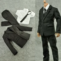 16 scale maleman black office gentleman three piece shirt suit pants trousers clothing set business for 12 inch figure body