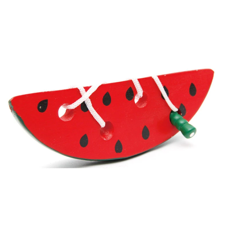 Watermelon M Детская Деревянная Игрушка-пазл игра для резьбы насекомые одежда веревка переплетение червь едят для фруктов яблок копия ранние детские игрушки детские - Цвет: Watermelon M