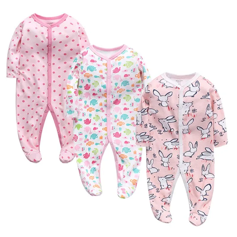 3 шт. детский хлопковый комбинезон с круглым вырезом | Мать и ребенок