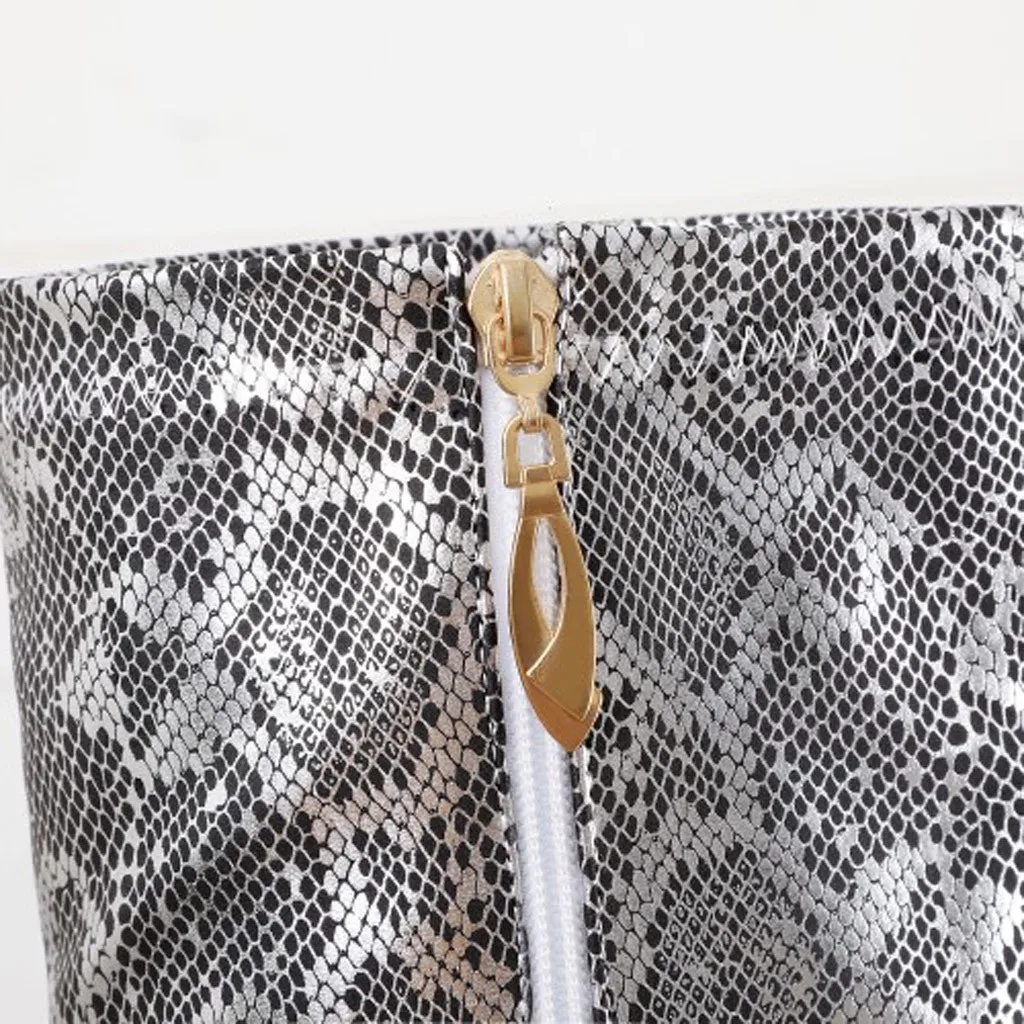 Новинка Модный дизайн Модные сапоги Женские Сапоги выше колена на молнии сбоку