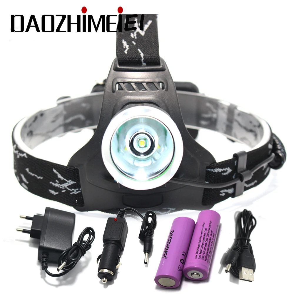 Светодиодный налобный фонарь XM L T6 высокой мощности уличный водонепроницаемый + 2