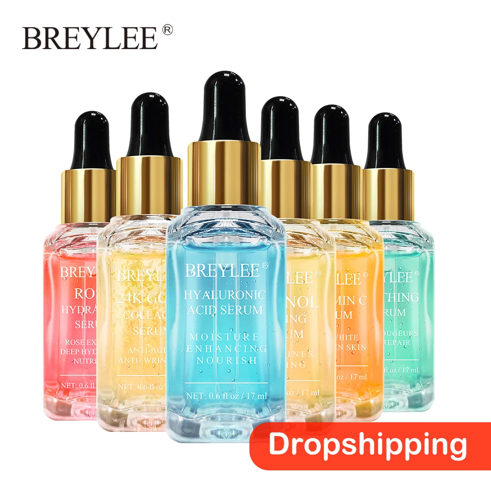 

BREYLEE Dropshipping Serum Series Hyaluronic Acid Vitamin C Whitening Face Skin Care Rose Nourish 24k Gold Firming Essence 17ml