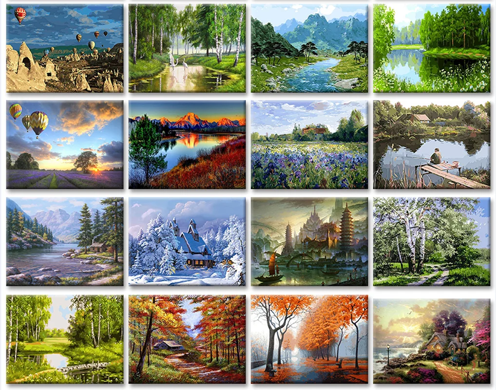 

5D DIY Diamond Painting Kits Nature Landscape On Canvas Full Round With AB Drill Home Decoration DIY For Unique Handicraft Gift