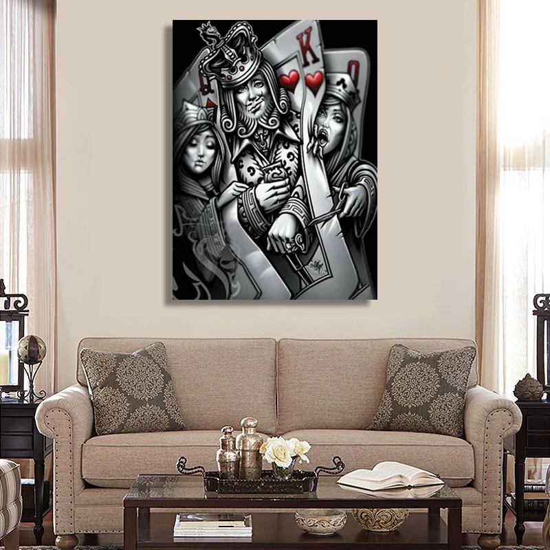 

Wall Art Posters Canvas Painting Black And White Poker Characters Canvas Prints Nordic Style Poster Decorative Canvas Art