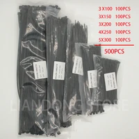 wholesale nylon cable ties 500pcs 3x100 3x150 3x200 4x250 5x300mm black white self locking cable wire zip ties