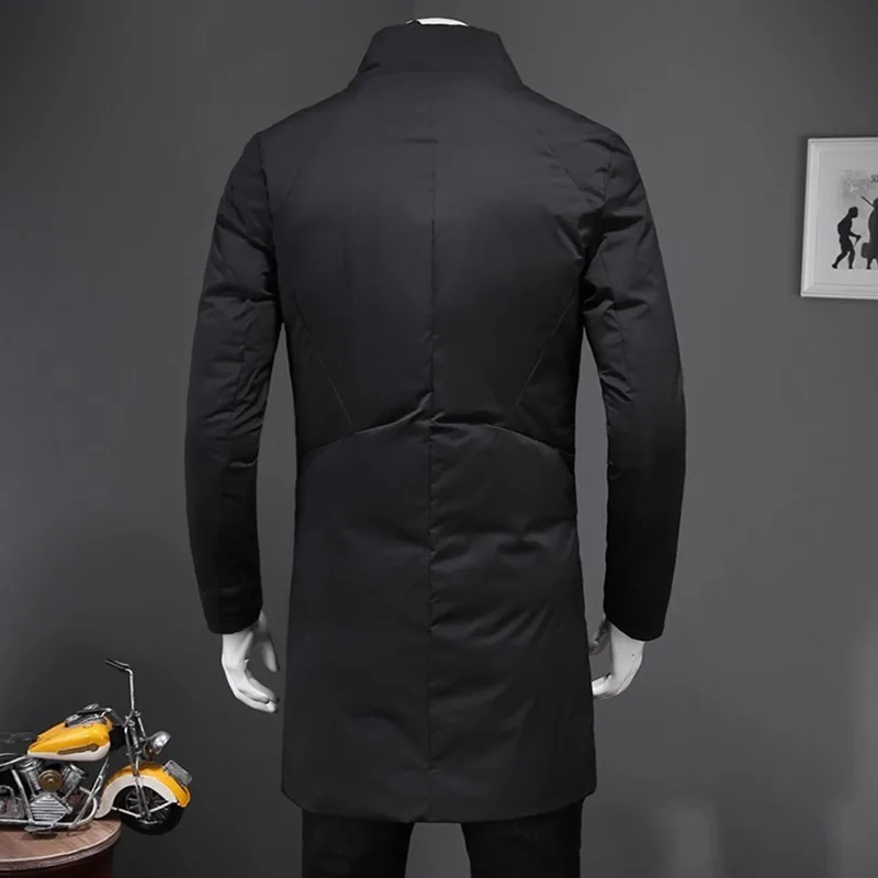 

Модная дизайнерская однобортная мужская верхняя одежда, пальто с длинным рукавом, теплая хлопковая парка средней длины, размера плюс 5XL, зим...