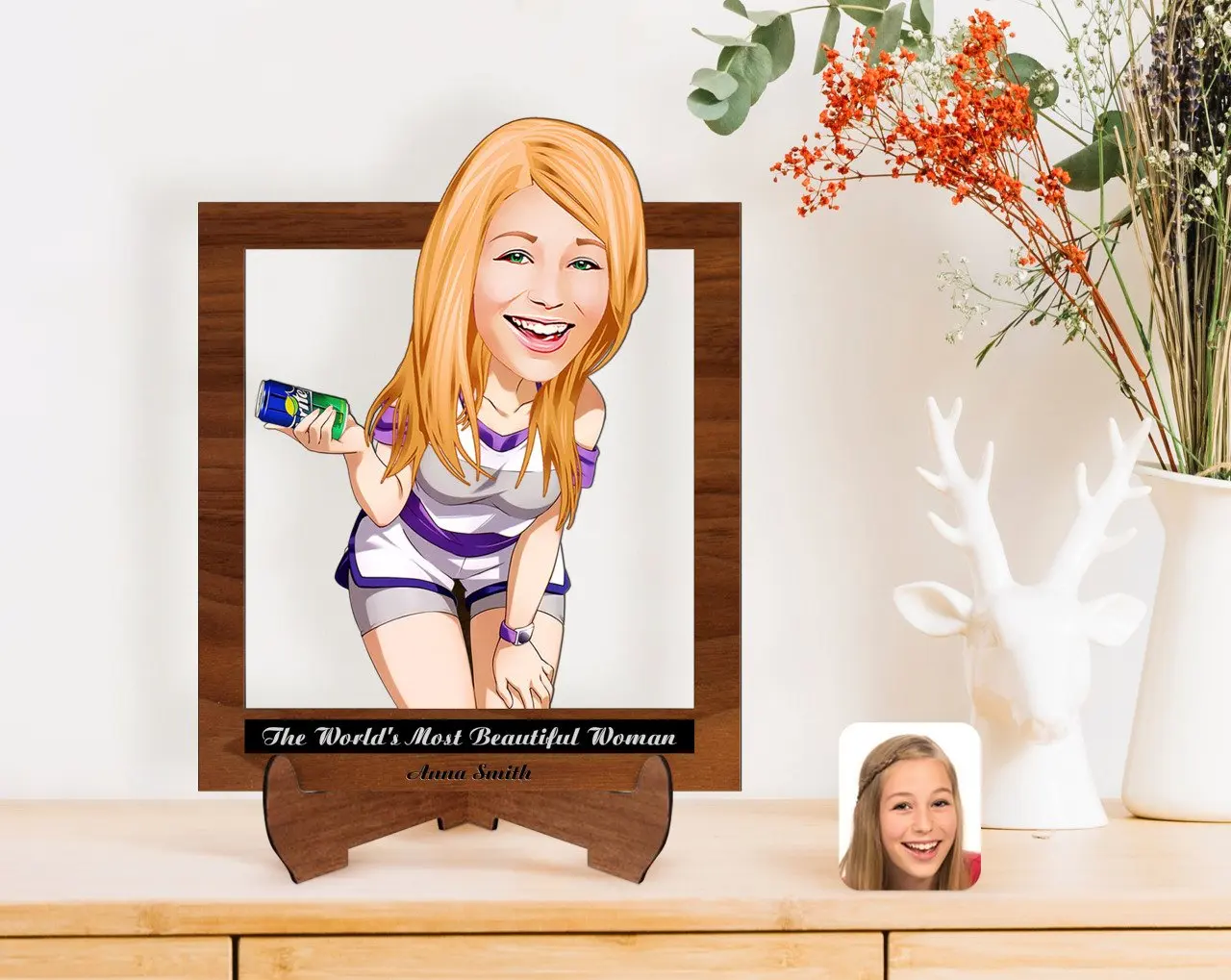 

Personalized Women's Day The Most Beautiful Woman in the World with Cartoon Wooden Stand 3D Trinket-13 Reliable Modern simple