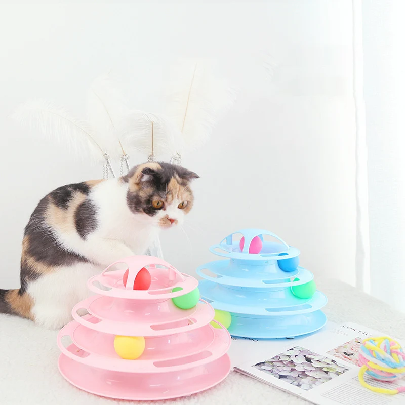 4 Levels Pet Cat Toy Creativity Space Tower Tunnel Tracks Intelligence Ball Training Interactive Amusement Plate Products | Дом и сад