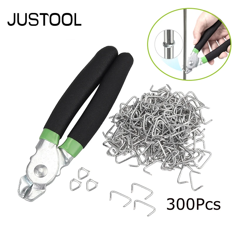 

JUSTOOL Pigpen Clamp Kit Hogs Ring Pliers 300 3/4-inch Galvanized Steel Pig Pens Tool Fasten Wire Fence Repair Hand Tools Fixing
