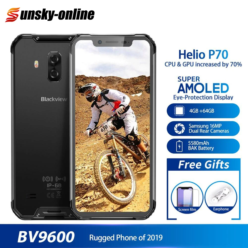 Смартфон Blackview BV9600 защищенный IP68 Android 9 Helio P70 6 21 дюйма + 64 ГБ 5580 мАч двойная 4G 16 МП
