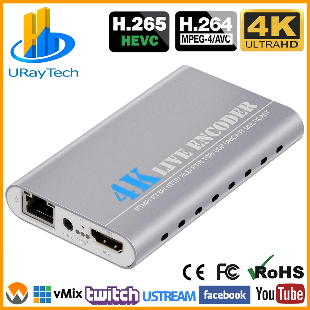 URay HEVC 4K Ultra HD HDMI к IP видео кодировщик H.265 H.264 IP TV кодировщик прямой поток кодировщик H265 сервер