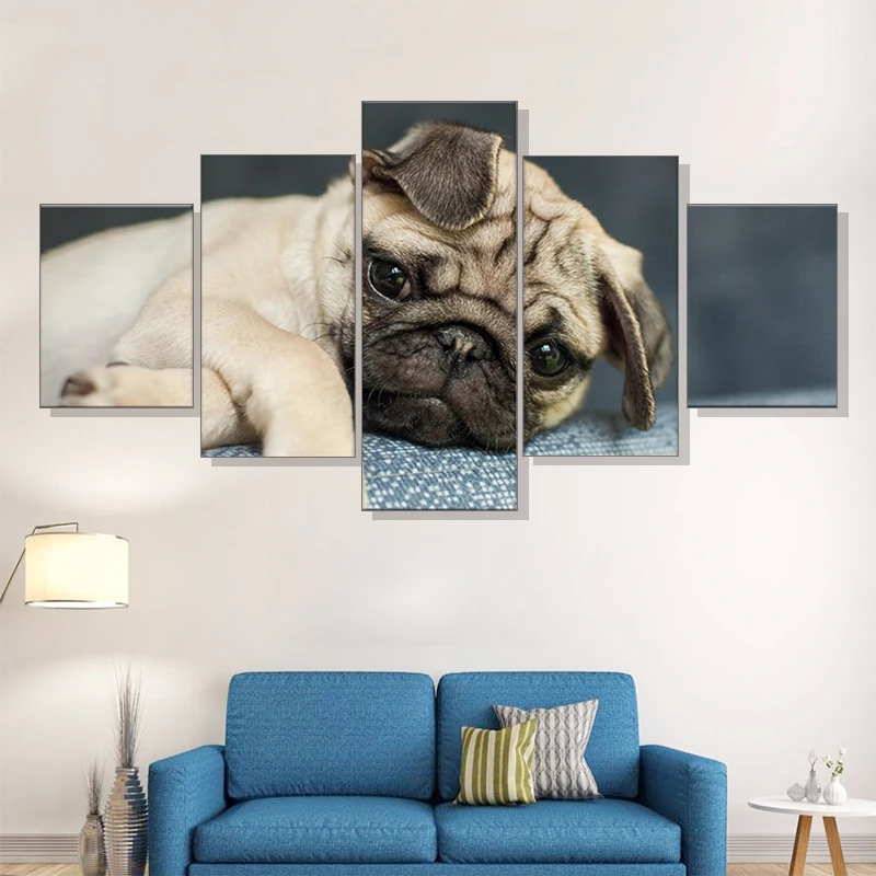 

Картина на холсте без рамки, HD печать, современные 5 шт., милая собака, животные, Модульная картина, искусство стены, Декор для гостиной