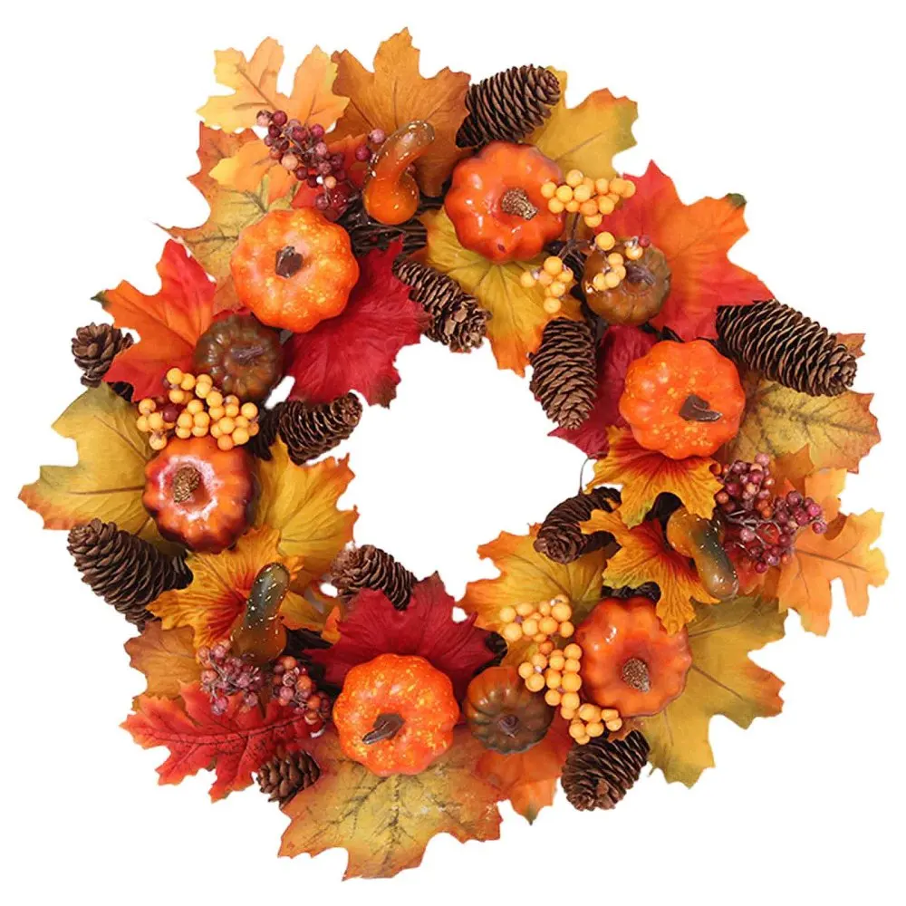 

Pumpkin Maple Wreath Harvest Festival Vine Halloween Wreaths 40 Cm Gifts Artificial Plant Door Hanging Home Decor Thanksgiving