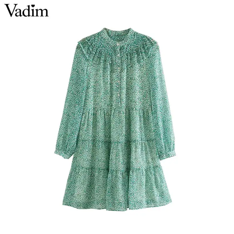 Женское мини платье Vadim Стильное прямое с длинным рукавом и цветочным узором
