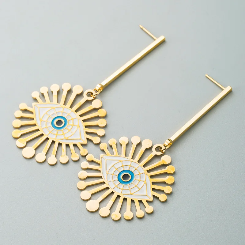 Женские Висячие серьги сглаза длинные кисточки из нержавеющей стали с