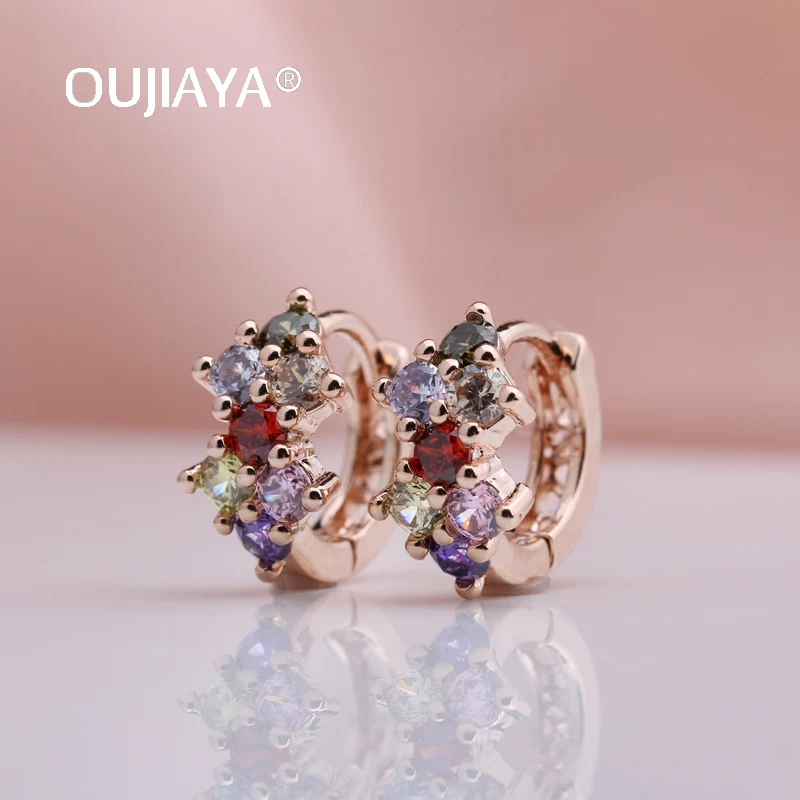 

OUJIAYA New Natural Cubic Zircon Drop Earrings For Women 585 Rose Gold Vintage Drop Earrings Wedding Party Fashion Jewelry A78