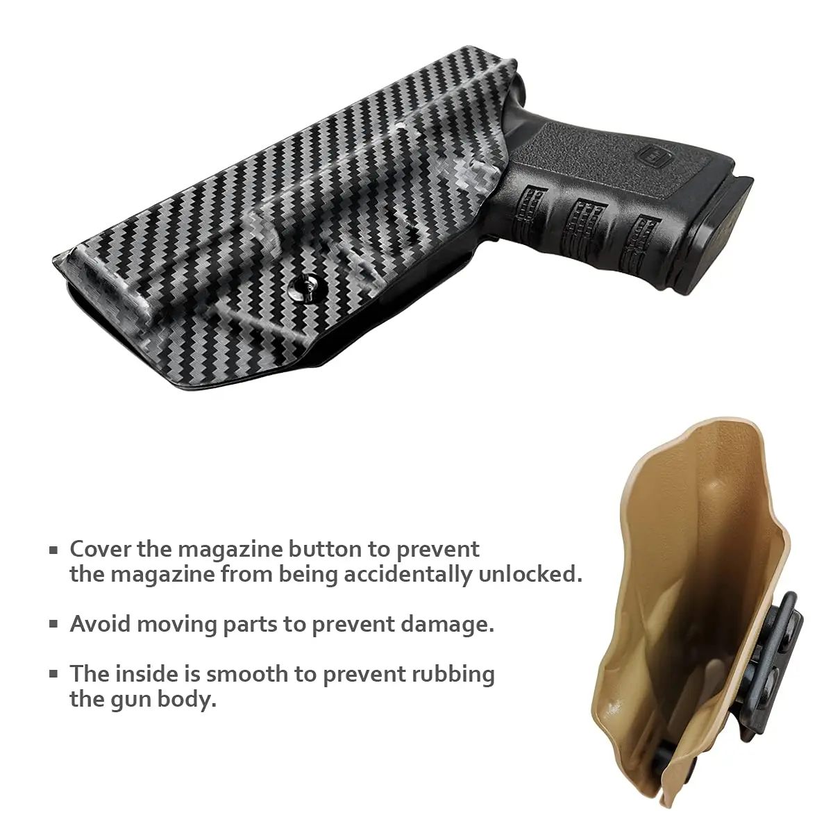 Чехол из углеродного волокна Glock 19 IWB Kydex подходит для: 19X / 23 25 32 45 (Gen 3 4 5) пистолет |