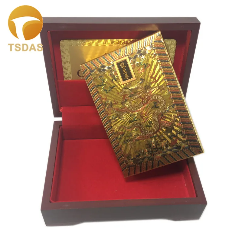 24K Gold Фольга игры Пластик карты с принтом дракон золотым покрытием для в покер
