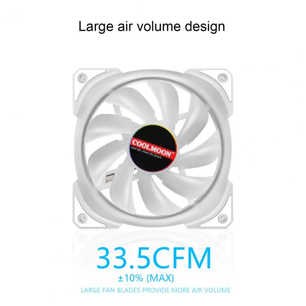 

COOLMOON SHUANGJIAO 2 Generation RGB Fan Mute Heat Dissipation 12cm Double Ring Computer Case Cooler for Internet Bar Home Offic