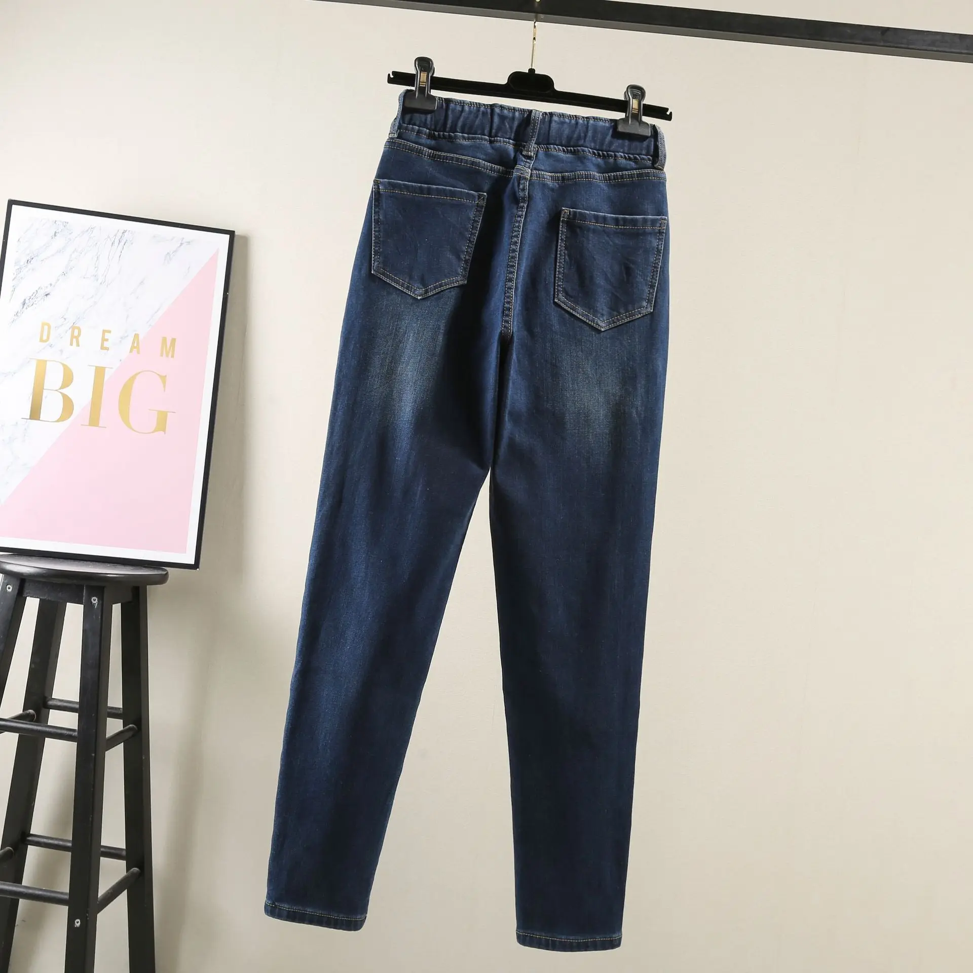 XXS-7XL Большие размеры плюс бархатные теплые джинсы брюки женские Высокая талия