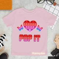 2022 hot sale popit butterfly graphic print pink kids clothes summer tops tee shirt fidget toys %d0%bf%d0%be%d0%bf %d0%b8%d1%82 t shirt harajuku shirt