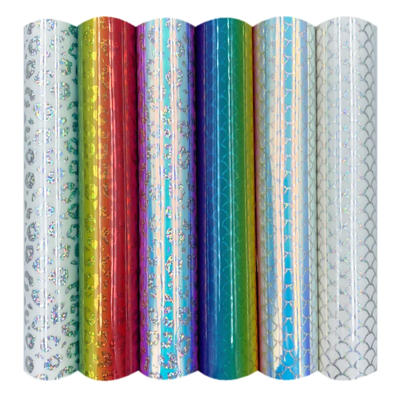 

Adhesive Vinyl Holographic Rainbow Leopard Mermaid Permanent Craft Vinyl for Cricut Silhouette Cameo Decal Signs Stickers DIY