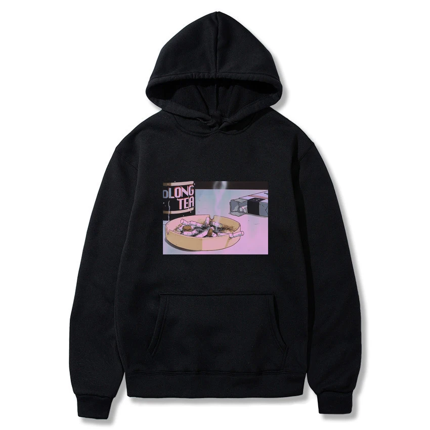 Harajuku Sad somke Vapor wave принт Забавный аниме принт унисекс толстовка мужские толстовки мужские повседневные топы с капюшоном уличная одежда