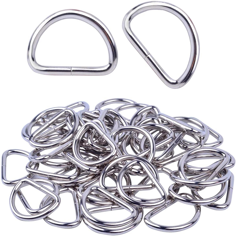 

100Pcs/Set Multi-Purpose Metal D Ring Heavy Duty 1 inch Semi-Circular For Hardware Bags Hand DIY Accessories Belts Dog Leash