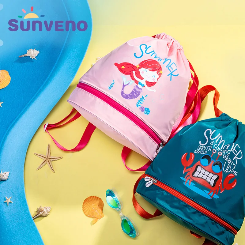 

Sunveno Baby Bag Kids Swim Bag Wet/Dry PE Bag Drawstring Backpack