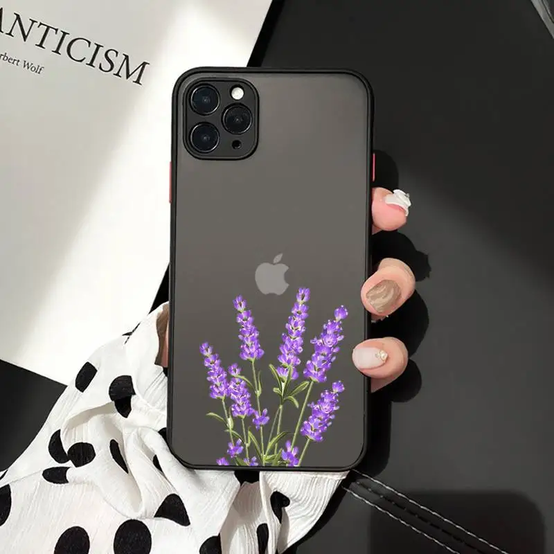 

Simple Lavender Purple Flowers art Phone Cases matte transparent For iphone 7 8 11 12 plus mini x xs xr pro max cover
