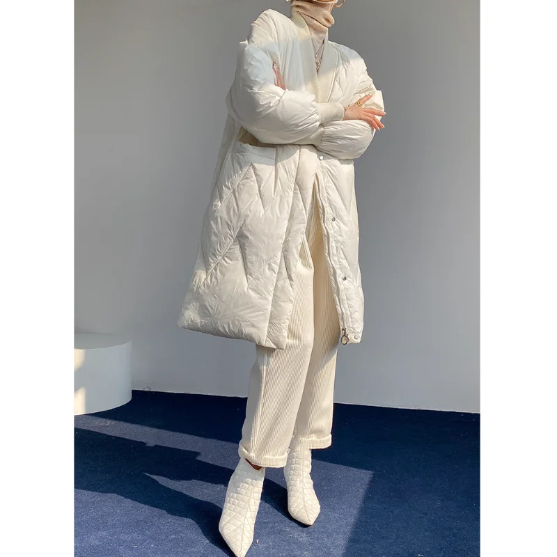 LUXUV New Warm Long Down Thick Parka Women's Winter Female Jacket Long-sleeved Loose Coat Waterproof&Windproof with Hooded