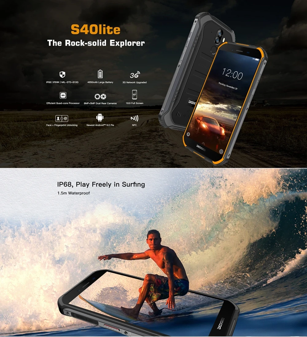 DOOGEE S40 Lite IP68/IP69K прочный телефон Android 9 0 пирог MTK6580 4 ядра 2 Гб Оперативная память 16