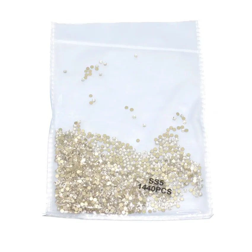 SS5 gold Clear Стразы для нейл-арта, Хрустальные стеклянные камни, 3D сделай сам, украшение для нейл-арта, смешанный размер 6/9, плоская задняя сторона, не горячая фиксация клей на драгоценных камнями - Цвет: SS5 gold Clear